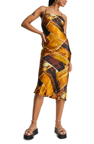 Topshop Ranch Print Midi Slip Dress In Brown | ModeSens
