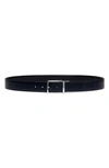 Santoni Reversible Leather Belt In Blue/black