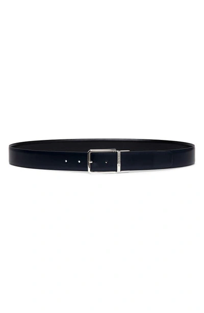 Santoni Reversible Leather Belt In Blue/black