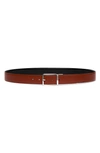 Santoni Men's Reversible Leather Dress Belt In Tan/black