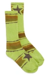 Collina Strada Print Organic Cotton Blend Crew Socks In Lime Star Stripe