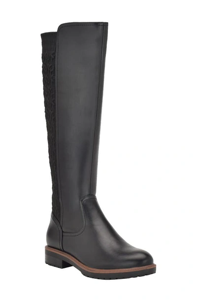 Tommy Hilfiger Famian Knee High Riding Boot In Black