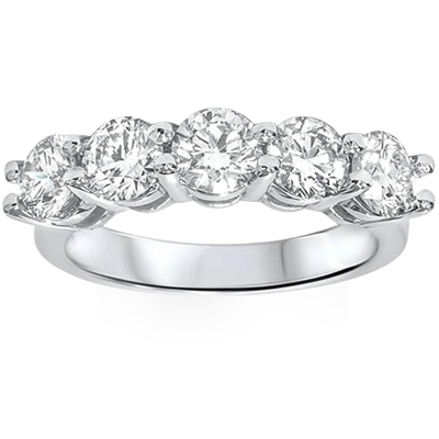 Pompeii3 2ct Real Round Solitaire Diamond Wedding Anniversary 14k White Gold Ring In Silver