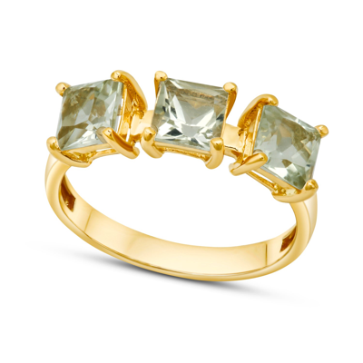 Paige Novick 14k Yellow Gold 3 Stone Square Cut 5mm Gemstone Ring