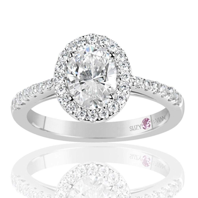 Suzy Levian Sterling Silver Oval Cut White Cubic Zirconia Solitaire Engagement Ring