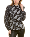 Ted Baker Womens Black Tiasey High-neck Paisley-print Crepe Blouse In Grey