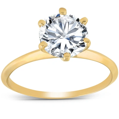 Pompeii3 2 Ct Round Solitaire Diamond Engagement Ring 14k Yellow Gold In Multi