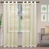 Superior Modern Transtitional Delicate Rustic Stripe Sheer Grommet Curtain Panel Set In White