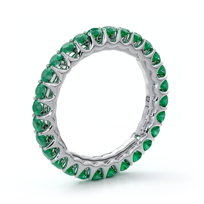 The Eternal Fit 14k 1.43 Ct. Tw. Emerald Eternity Ring In Silver