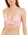 SPLENDID REVERSIBLE BANDED HALTER BIKINI TOP