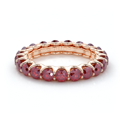The Eternal Fit 14k Rose Gold 3.10 Ct. Tw. Ruby Eternity Ring In Red