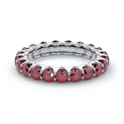 The Eternal Fit 14k Rose Gold 3.10 Ct. Tw. Ruby Eternity Ring In Silver