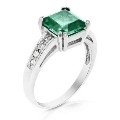 Vir Jewels 1.90 Cttw Green Topaz Ring .925 Sterling Silver With Rhodium Princess Shape 8 Mm