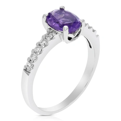 Vir Jewels 1.10 Cttw Purple Amethyst Ring .925 Sterling Silver With Rhodium Oval 8x6 Mm