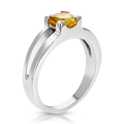 Vir Jewels 0.60 Cttw Citrine Ring .925 Sterling Silver With Rhodium Solitaire Round 6 Mm In Grey
