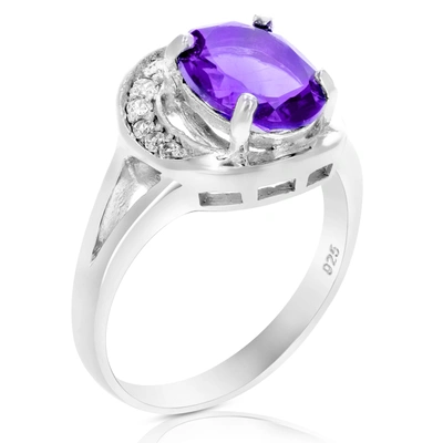 Vir Jewels 1.70 Cttw Purple Amethyst Ring .925 Sterling Silver Rhodium Halo Oval 9x7 Mm In Grey