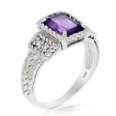 Vir Jewels 1.10 Cttw Emerald Purple Amethyst Ring .925 Sterling Silver Rhodium 8x6 Mm