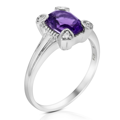 Vir Jewels 1.20 Cttw Purple Amethyst Ring Solitaire Oval .925 Sterling Silver 9x7 Mm