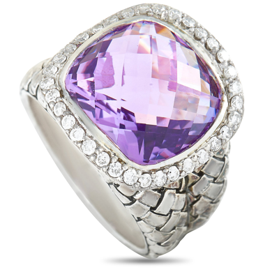 Scott Kay Sterling Silver Diamond And Amethyst Dome Ring In Multi-color