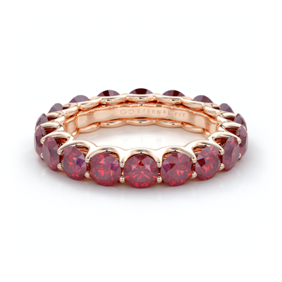 The Eternal Fit 14k Rose Gold 4.25 Ct. Tw. Ruby Eternity Ring In Red