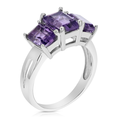 Vir Jewels 2.35 Cttw 3 Stone Purple Amethyst Ring .925 Sterling Silver Rhodium Emerald In Grey