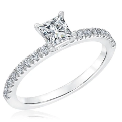 Pompeii3 1 Ct Princess Cut Diamond Engagement Ring 10k White Gold