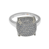 Suzy Levian Sterling Silver Prong Set Cushion Shape Pave Cz Ring In Blue