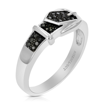 Vir Jewels 1/6 Cttw Black Diamond Buckle Ring .925 Sterling Silver With Black Rhodium In White