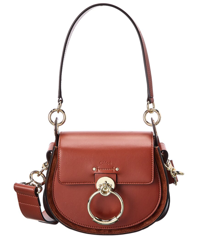 Chloé Chloe Tess Small Leather & Suede Shoulder Bag In Brown