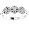 Pompeii3 1/2 Ct Three Stone Lab Grown Diamond Halo Engagement Ring White Gold In Silver