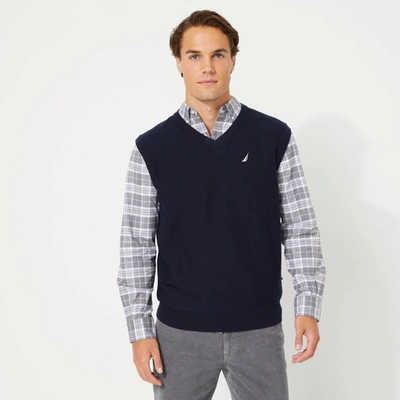 Nautica Mens Big & Tall Navtech V-neck Sweater Vest In Blue