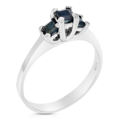 Vir Jewels 1/4 Cttw 3 Stone Blue Sapphire Ring .925 Sterling Silver With Rhodium Princess