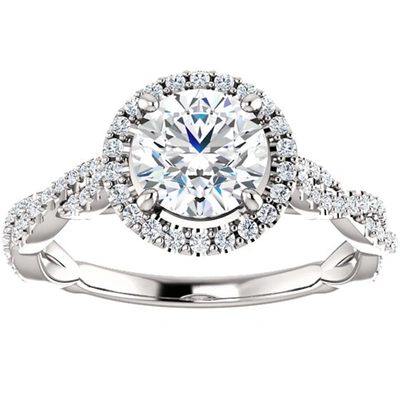 Pompeii3 1 1/3ct Diamond Halo Interwoven Engagement Ring 14k White Gold In Silver