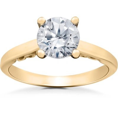 Pompeii3 3/4ct Diamond Gabriella Engagement Ring Setting & Matching Eternity Wedding Band In Blue