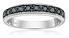 Vir Jewels 1/4 Cttw Blue Diamond Ring Wedding Band With Milgrain .925 Sterling Silver In Silver