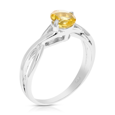 Vir Jewels 3/4 Cttw Citrine Ring .925 Sterling Silver With Rhodium Plating Round Shape 6 Mm In White