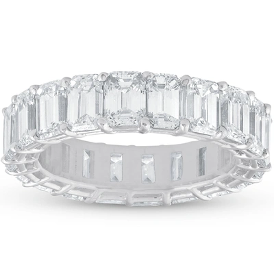 Pompeii3 7ct Emerald Cut Diamond Platinum Eternity Ring In Silver