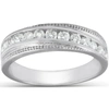 Pompeii3 1/2 Ct Mens Diamond Wedding Ring With Bead Accent High Polished 10k White Gold In Silver