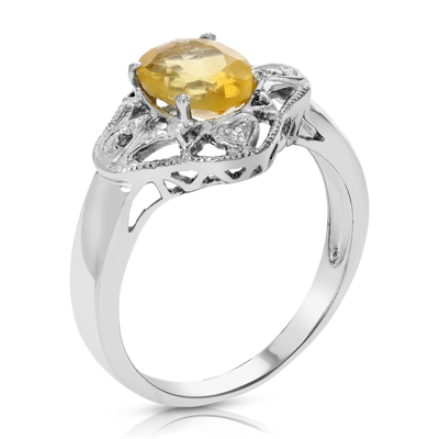 Vir Jewels 1.73 Cttw Citrine And Diamond Ring .925 Sterling Silver With Rhodium Oval Shape In White