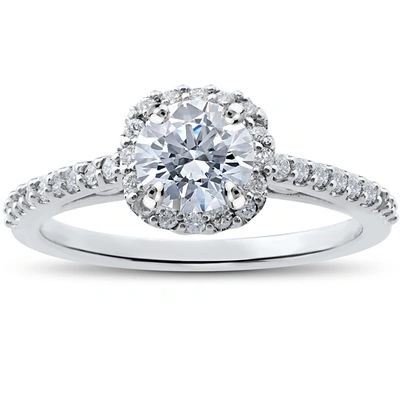 Pompeii3 1/3ct Diamond Madison Cushion Halo Engagement Ring Setting In Silver