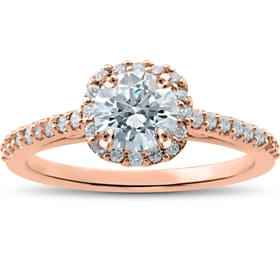 Pompeii3 1/3ct Diamond Madison Cushion Halo Engagement Ring Setting In Blue