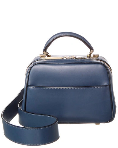 Valextra Serie S Small Leather Shoulder Bag In Blue