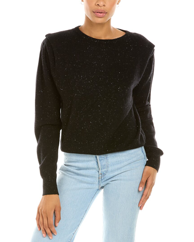 Autumn Cashmere Flange Shoulder Puff Sleeve Cashmere-blend Sweater In Black