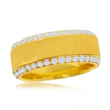 BLACKJACK STAINLESS STEEL DOUBLE ROW CZ ETERNITY SATIN BAND RING - GOLD PLATED