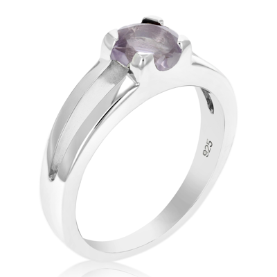 Vir Jewels 1/2 Cttw Purple Amethyst Ring .925 Sterling Silver With Rhodium Round Shape 6 Mm In Grey
