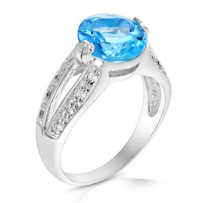 Vir Jewels 2.40 Cttw Blue Topaz Ring .925 Sterling Silver With Rhodium Round Shape 9 Mm