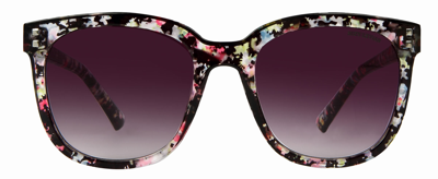 Suzy Levian Women's Black Floral Square Lens Silver Accent Sunglasses In Brown