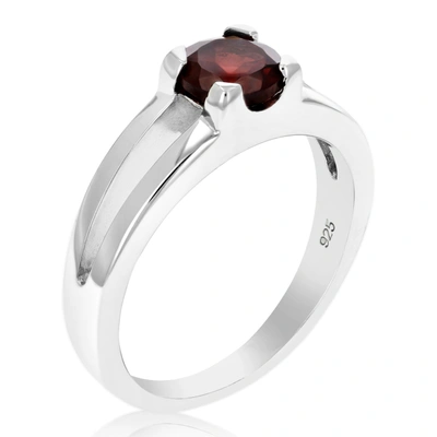Vir Jewels 0.60 Cttw Garnet Ring .925 Sterling Silver With Rhodium Plating Round Shape 6 Mm In Grey
