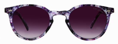 Suzy Levian Women's Purple Tortoise Round Lens Silver Accent Sunglasses In Red