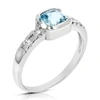 VIR JEWELS 0.80 CTTW BLUE TOPAZ RING .925 STERLING SILVER WITH RHODIUM CUSHION CUT 6 MM